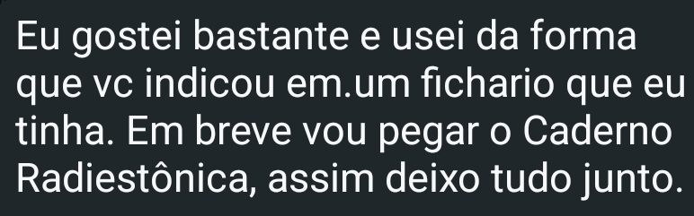 Depoimento: Eu gostei bastante e usei da forma que vc indicou em.um fichario que eu tinha. Em breve vou pegar o Caderno Radiestônica, assim deixo tudo junto.